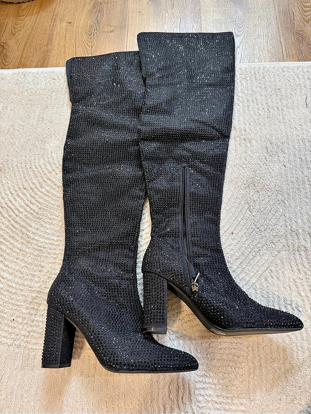 Black Over-the-Knee Heeled Boots Like New